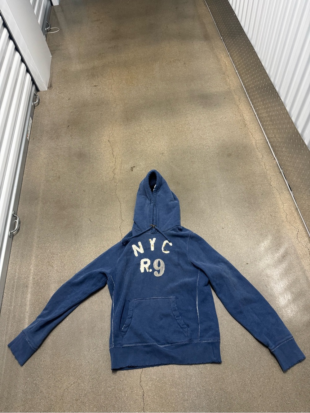 Ruehl No. 925 by A&F Men's Large Blue Lined Hood Hooded Hoodie Sweatshirt HEAVY